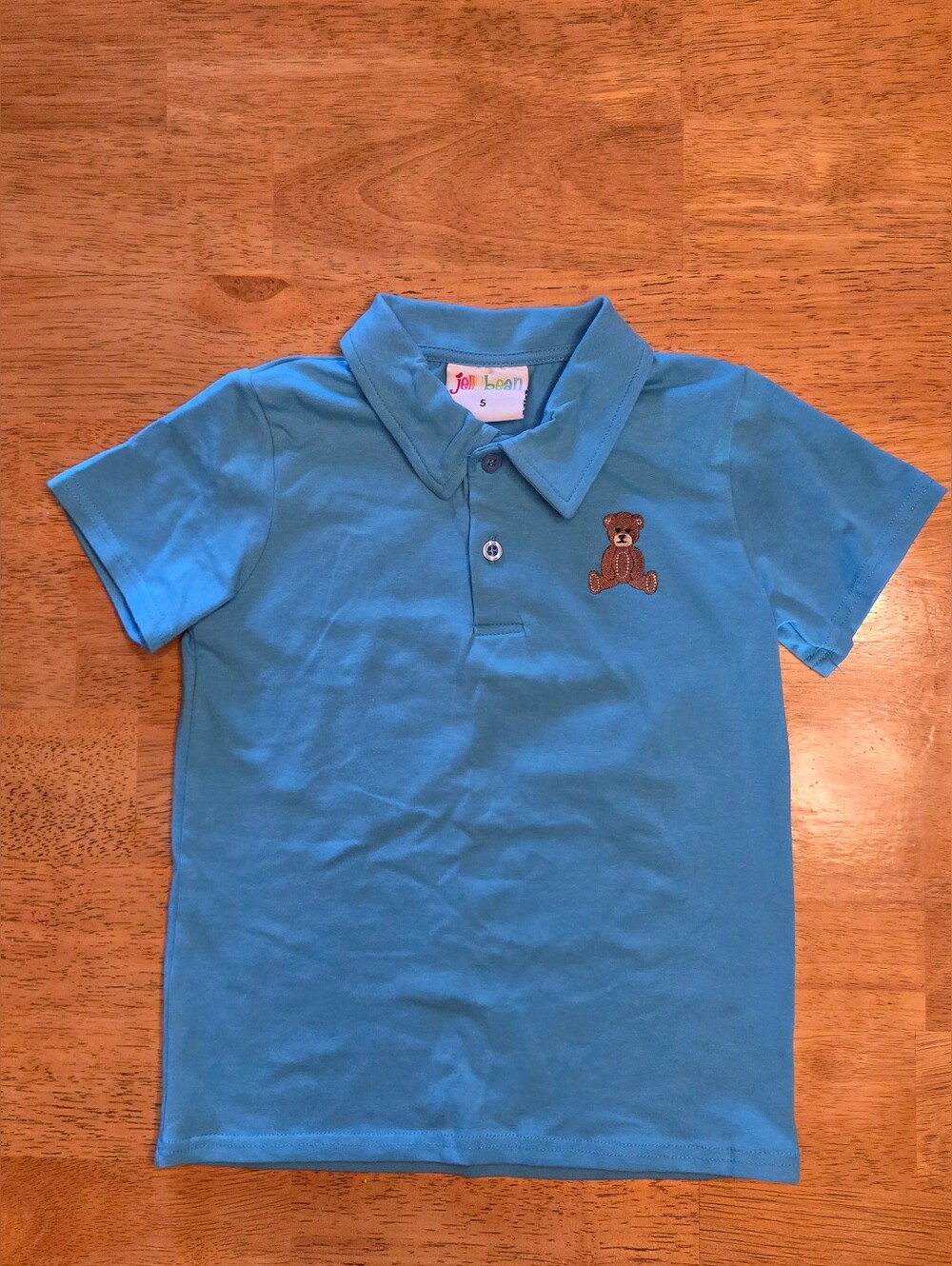 Blue Kid Polo Shirt with Teddy Patch